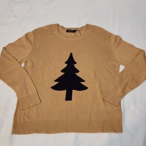 Tan Sweater with Black Tree Design